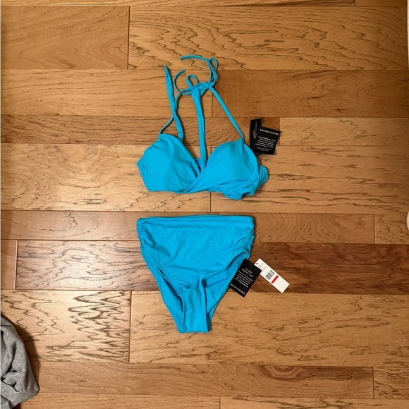 Blue Swim Sense High Waisted Boston Proper Swimwear Set - Picture 4 of 6